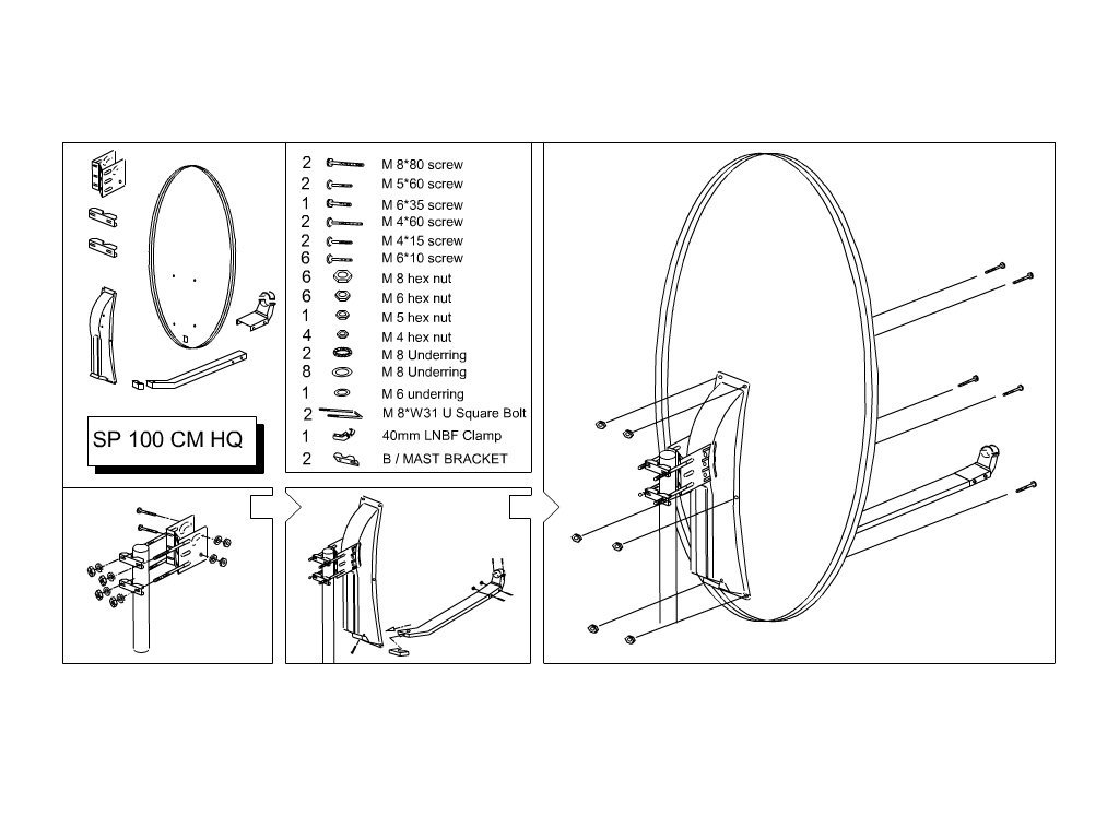 HD-LINE Parabola 90 cm, acciaio