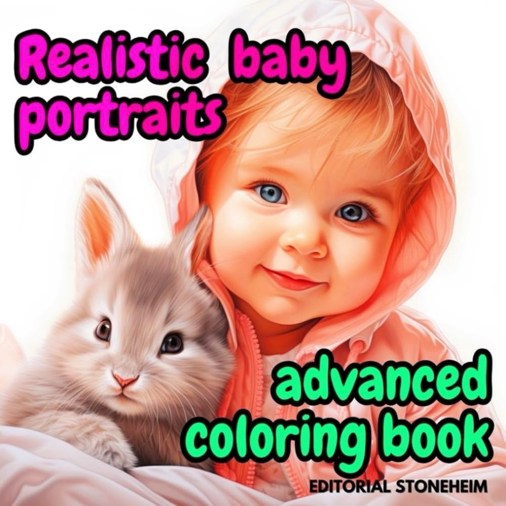 Realistic baby portraits coloring book in Grayscale, Advance coloring book for adults, cute, fun, relaxation, calm: Advance Adult Coloring Book in ... in Grayscale (Baby Portraits Coloring Books)