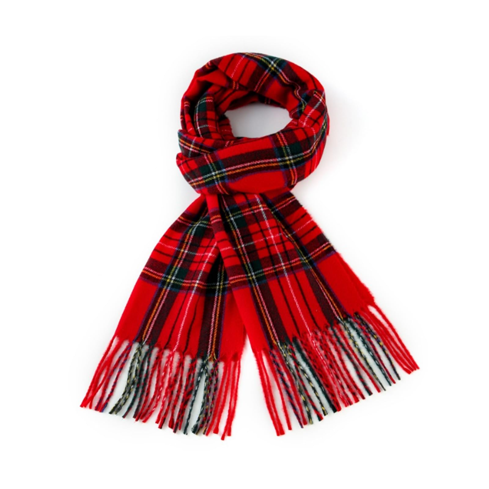QSZHSL Red Scarf Winter Warm Scarves, Super soft Red Stuart Tartan Plaid Scarf, Soft Stylish Plaid scarf for Men Women, Scottish Clan Tartan Scarves, Cashmere tartan Royal Stewart Red (1 Pcs)