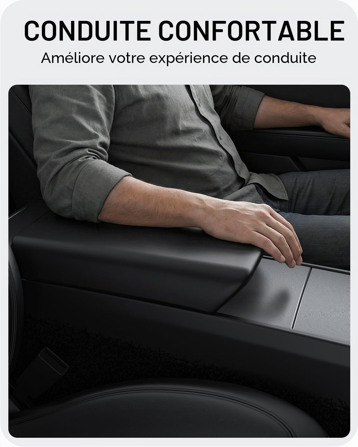 BASENOR Housse de Console Centrale Améliorée Tesla Model Y Juniper 2025-2026 & Model 3 Highland 2024-2026, Housse Accoudoir TPU Antidérapante [sans Logo] Protection Noir