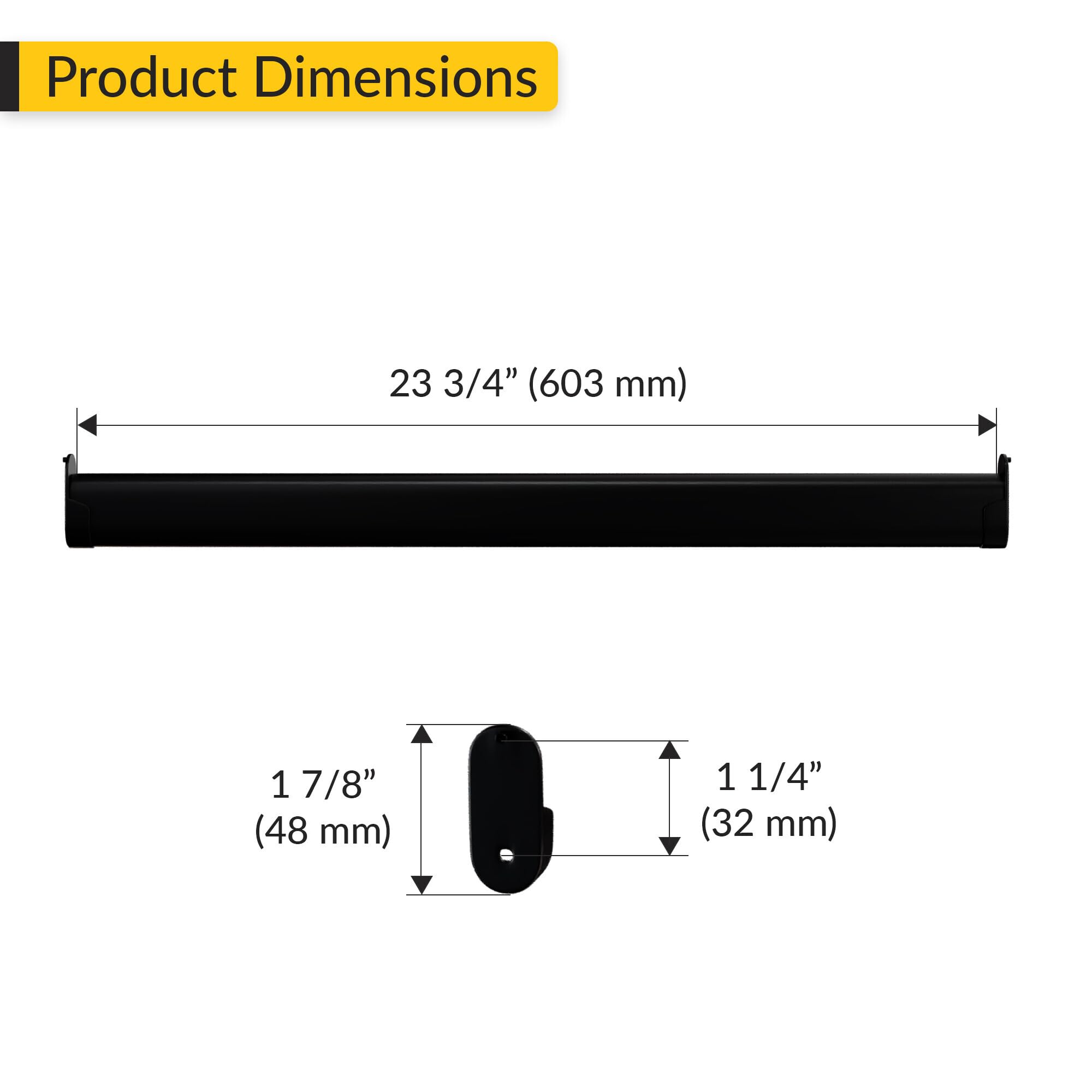 BRIXWELL QHIW-002 Aluminum Oval Wardrobe Tube 23 3/4