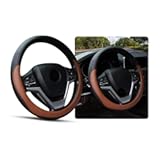 Ziciner Steering Wheel Cover, Soft Leather Premium Durable Elastic Auto Wheel Cover Protector, Stretch Breathable Anti-Slip Lining, Universal 14.5-15 inch Car Interior Accessories (Coffee)