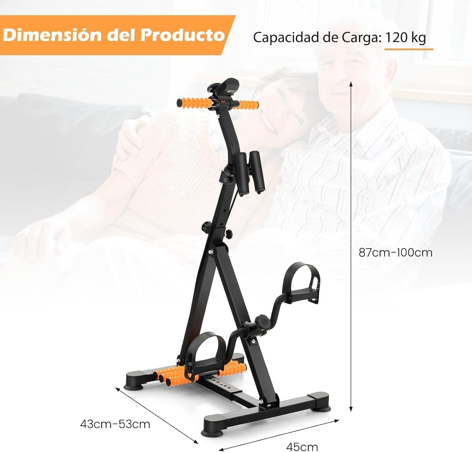 GYMAX Pedales Estaticos, Pedales Estaticos Personas Mayores de Brazos y Piernas, Pedaleador para Ancianos con Pantalla LCD, Resistencia Altura Ajustable, Ejercicio, Rehabilitación para Personas Mayore