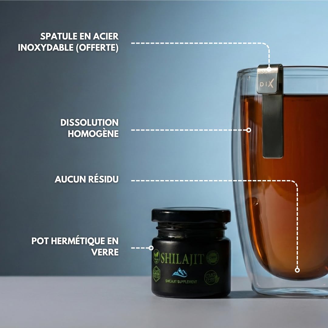 Résine SHILAJIT D'Himalaya grade OR | 50g |100 Portion ✦ Haute Altitude ✦ Sans métaux lourds | Sans contamination | Riche en Oligo-élément | Ratio 60:1 | 100% naturel