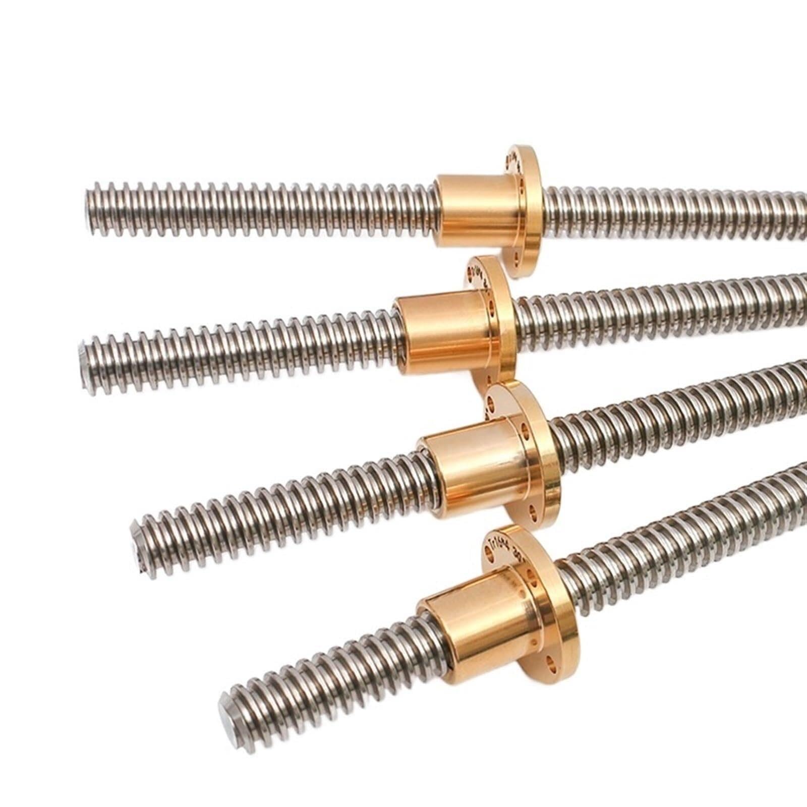 Husillo trapezoidal T16 con tuerca de latón, acero inoxidable, paso 2-4mm