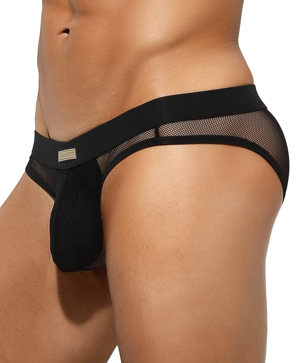 Casey Kevin Men's Sexy Mesh Briefs See Through Underpants Breathable Novelty Underwear