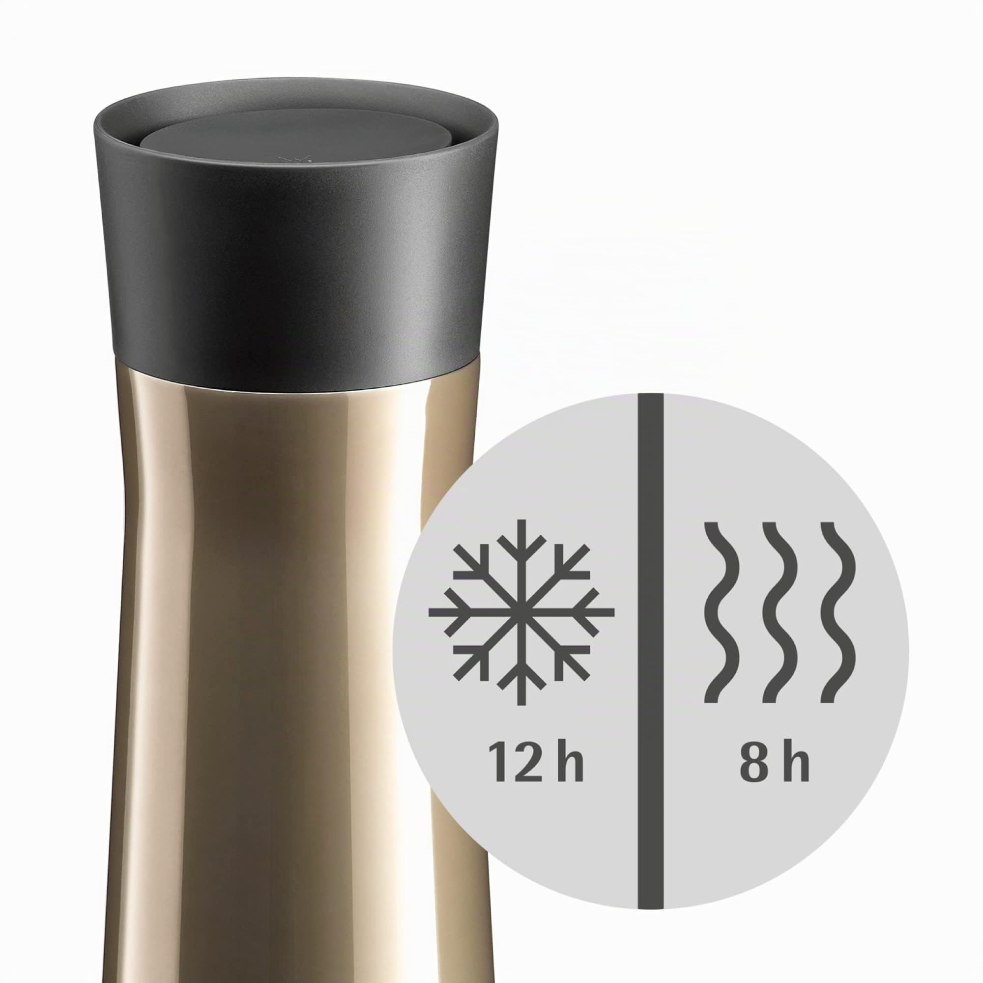 WMF Impulse Gobelet isotherme 350 ml avec fermeture automatique, ouverture à 360 °, garde les boissons chaudes pendant 8h / 12h froides, marron