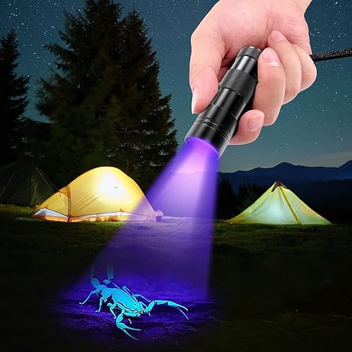 Miniatura 7 de Linterna UV luz negra 12 LED 395nm, 2 unids linterna UV mini, luz detector de orina de mascotas para perrogato, manchas secas