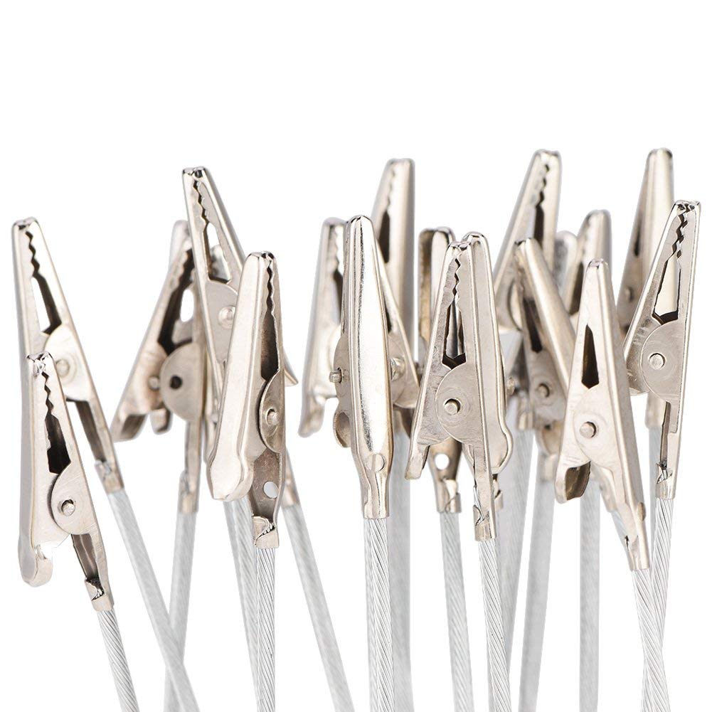 50 Clip A Coccodrillo Con Filo Metallico 15cm - Per Appendere Foto, Cartoline E Decorazioni Fai Da Te
