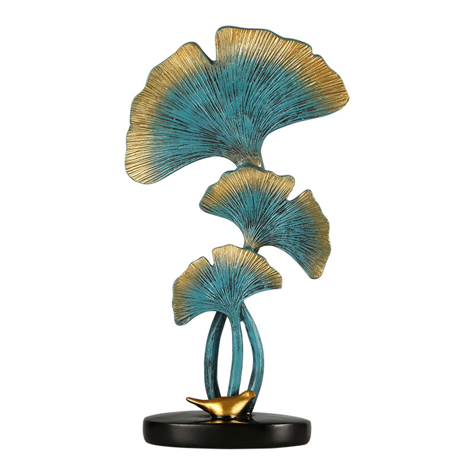 Zyqixluk Ginkgo Leaf Statue Resin Leaf Home Decoration, Imitation Plant with Base Statues for Home Office Porch Ornaments Bar Tabletop Decoration,Blue