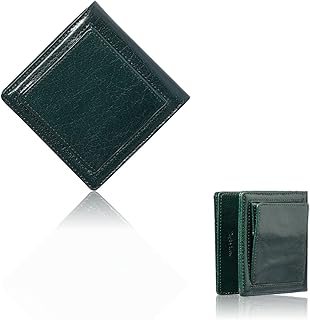 [CHRISTIAN BELETT] safari 掲載商品 【メンズ 二つ折り 薄い コンパクト ミニ 財布 バッファロー (水牛革) 】 カード8枚収納 取り出しやすい お札入 見やすいBOX小銭入 (Green)