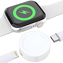 Portable Charger for Apple Watch - Mini iWatch Charger with Dual Lightning and USB-C Ports for All Series of Watches - Cables Not Included - Not a Power Bank