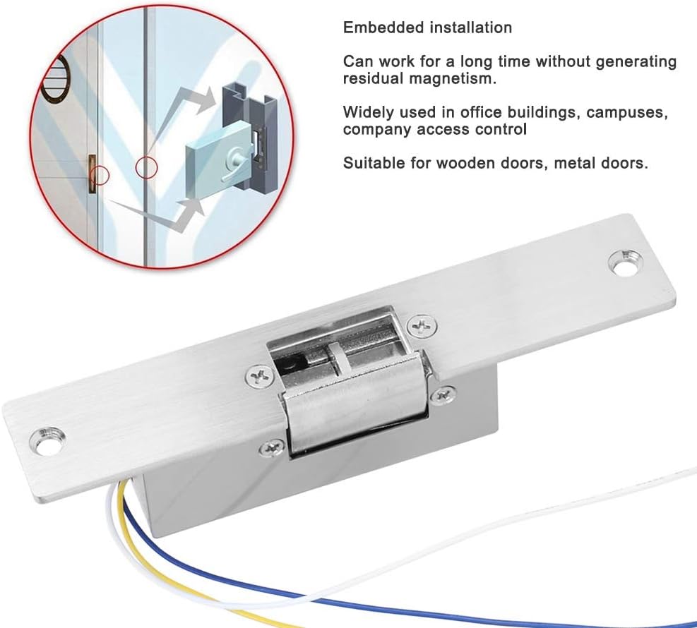 Electric Locks Door Access Control Electric Strike Lock NC/NO Cathode DC 12V Electric Magnetic Lock for Wood Metal Door