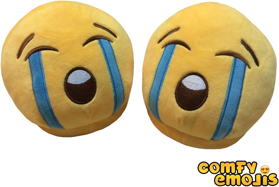 Emoji Slides Slippers Cushion Emoji Slippers - Based in USA (Adults, Crying FACE)
