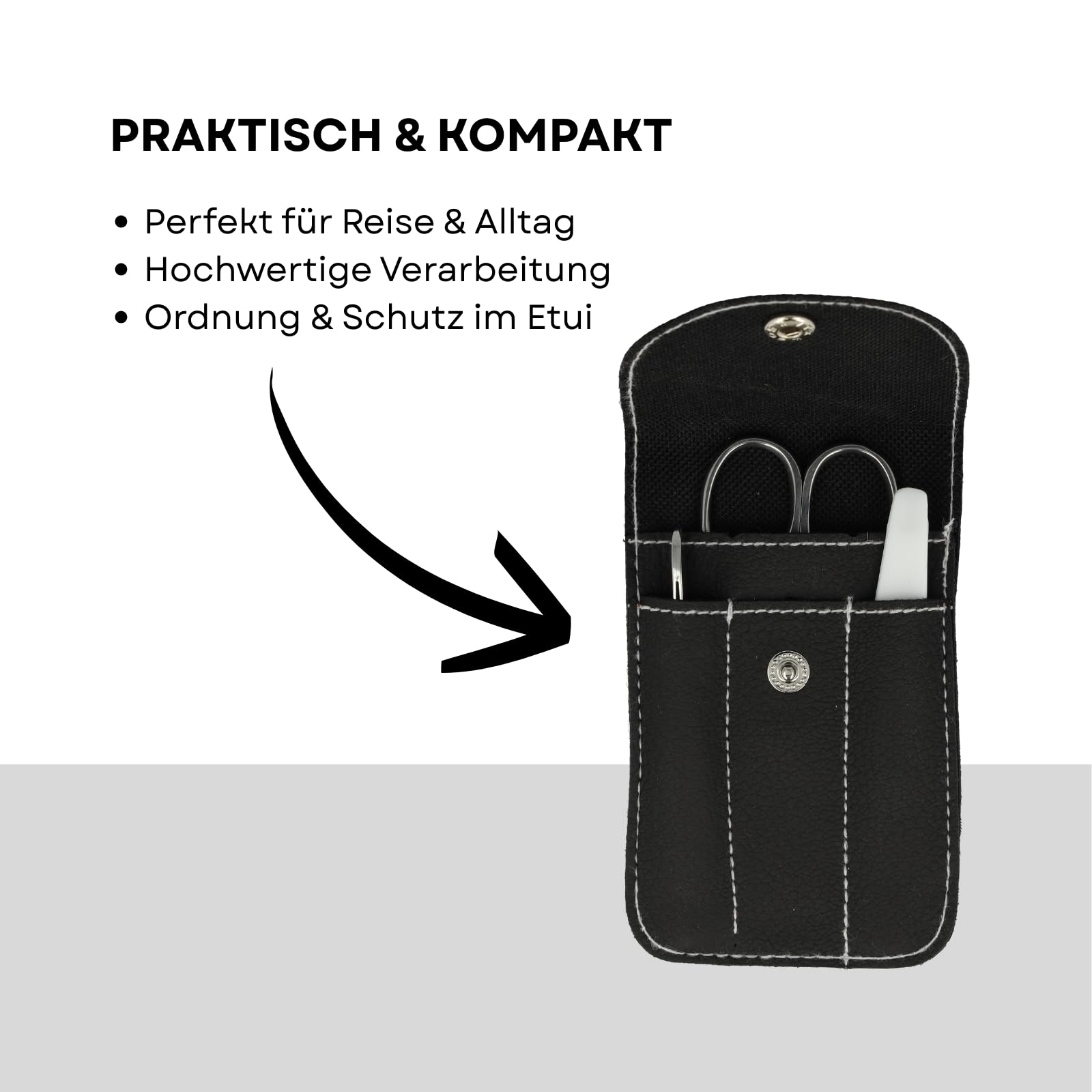 Clauss Set per la cura delle unghie con forbici, lime e pinzette | Set per unghie premium per manicure e pedicure | Astuccio per unghie per uso quotidiano e viaggi | BC-S10044