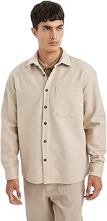 قميص بأكمام طويلة منسوج بقصة عادية وياقة بولو للرجال من ديفاكتو، D2622AX