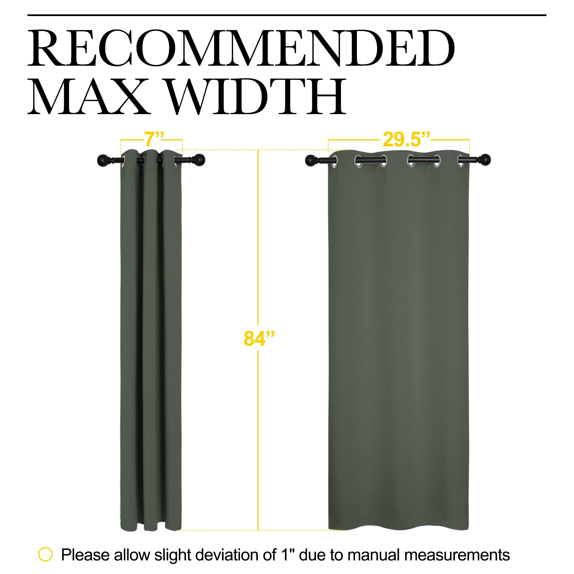 NICETOWN Thermal Curtains for Kids Room, Window Treatment Thermal Insulated Solid Grommet Blackout Drape Panels for Bedroom (Dark Mallard, Set of 2, 34 by 84 inches)