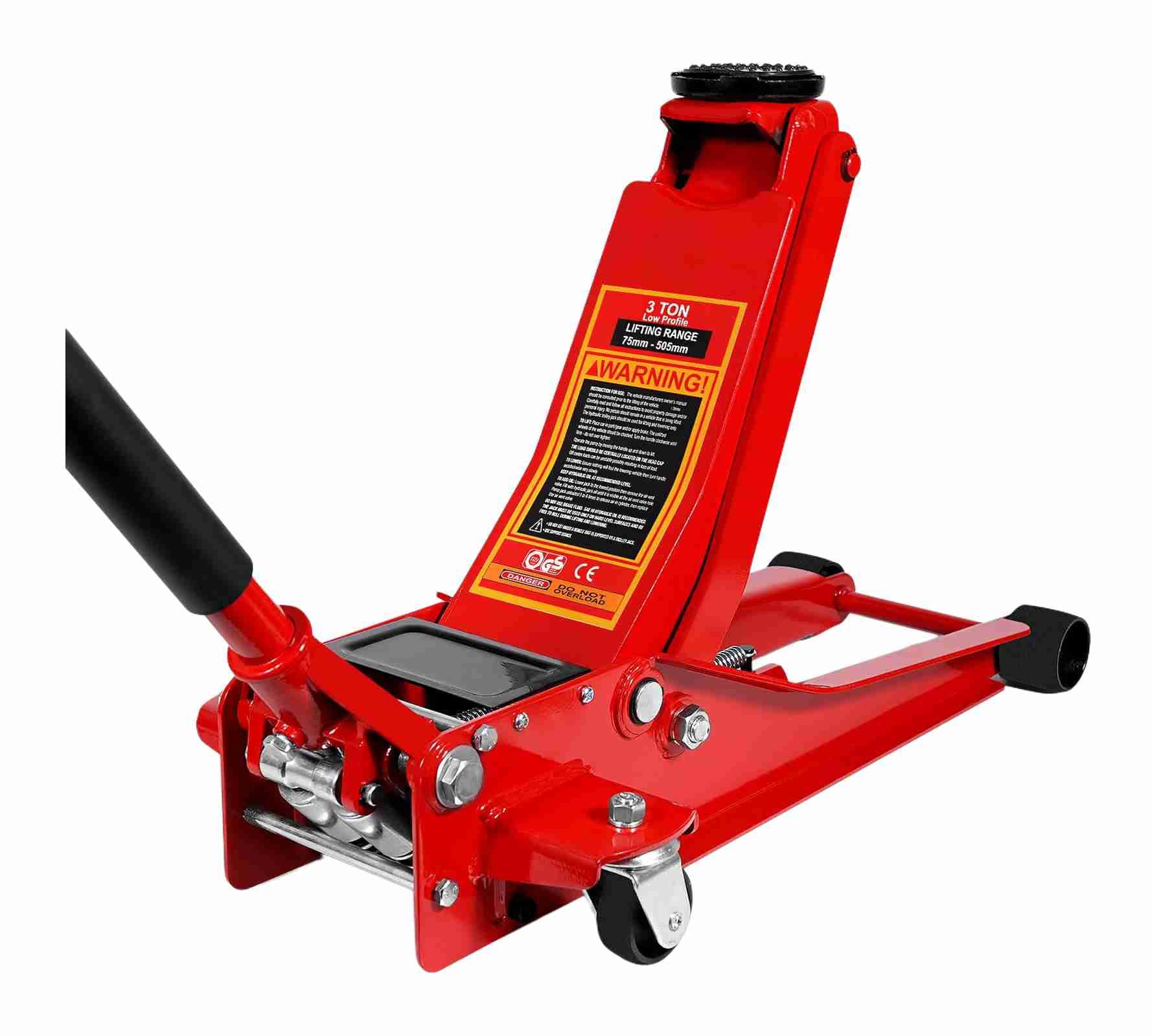 HYCHIKA - Gato hidráulico de Acero para Carreras, de Perfil Ultra bajo con Bomba de elevación rápida de Doble pistón, Capacidad de 3 toneladas (6.6 Libras)