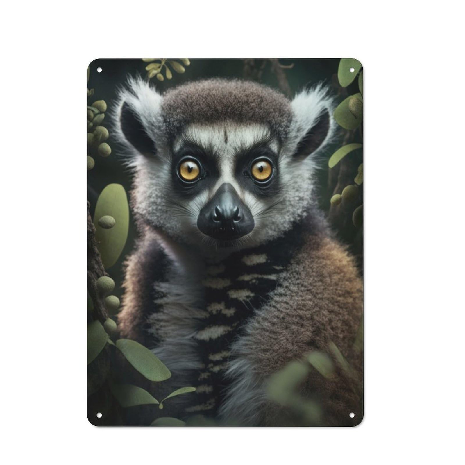Junmoney Lemur 40X30cm Retro Metal Sign With For Home Office Or Studio, Suited To Wall Displays In Home Offices And Studios