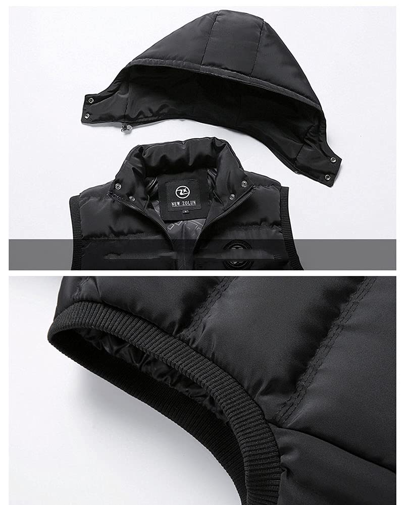 DAIHAN Hombres Otoño e Invierno Chaleco Acolchado Chaleco Sin Mangas Abrigos con Capucha Pluma Acolchado Chalecos Exteriores Gilet Cálido Chaqueta Abrigo de Plumas Parka