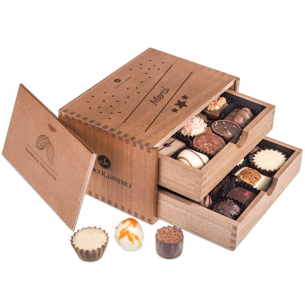 Chocolaterie - Merci - Chocolats | 20 Chocolats | Boite cadeau de remerciements | Assortiment à offrir | Premium | Femme | Homme | Saint Valentin | Pâques | Noel | Anniversaire