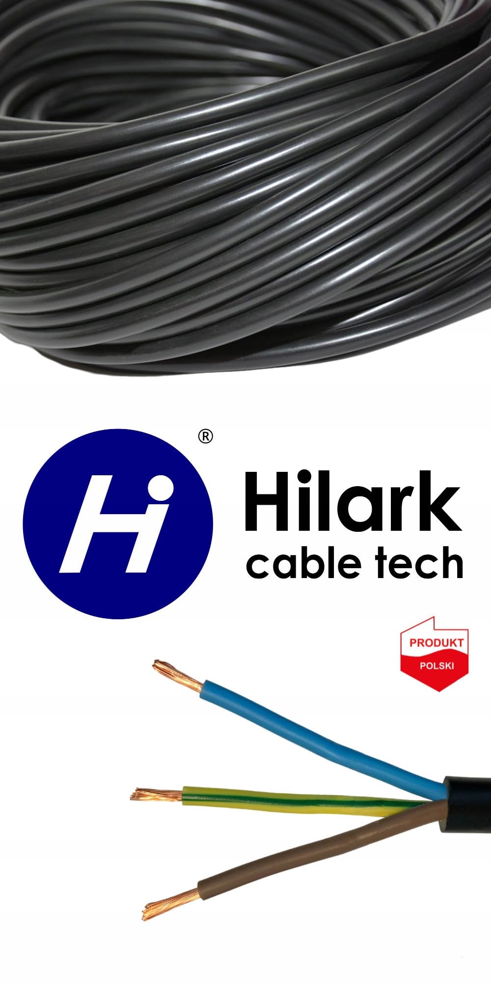 Hilark Cable Tech Kabel PVC H03VV-F 3x1,5 mm² (3g1,5 mm²) 50m schwarz Hilark