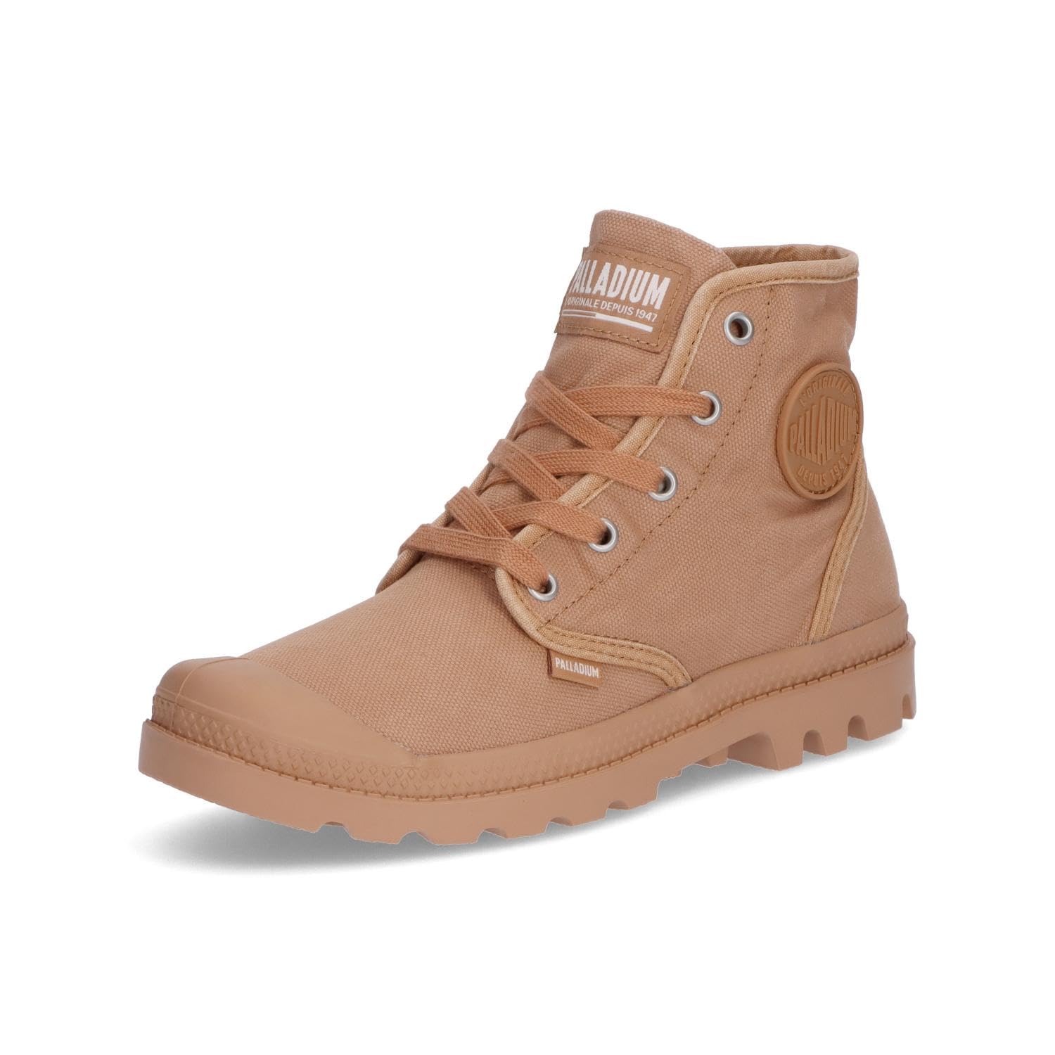 Palladium - Pampa Hi - Men's and Women's Cotton Sneakers, EVA Insole, Authentic Look - Vegan Friendly, Chai Tan, 6 UK