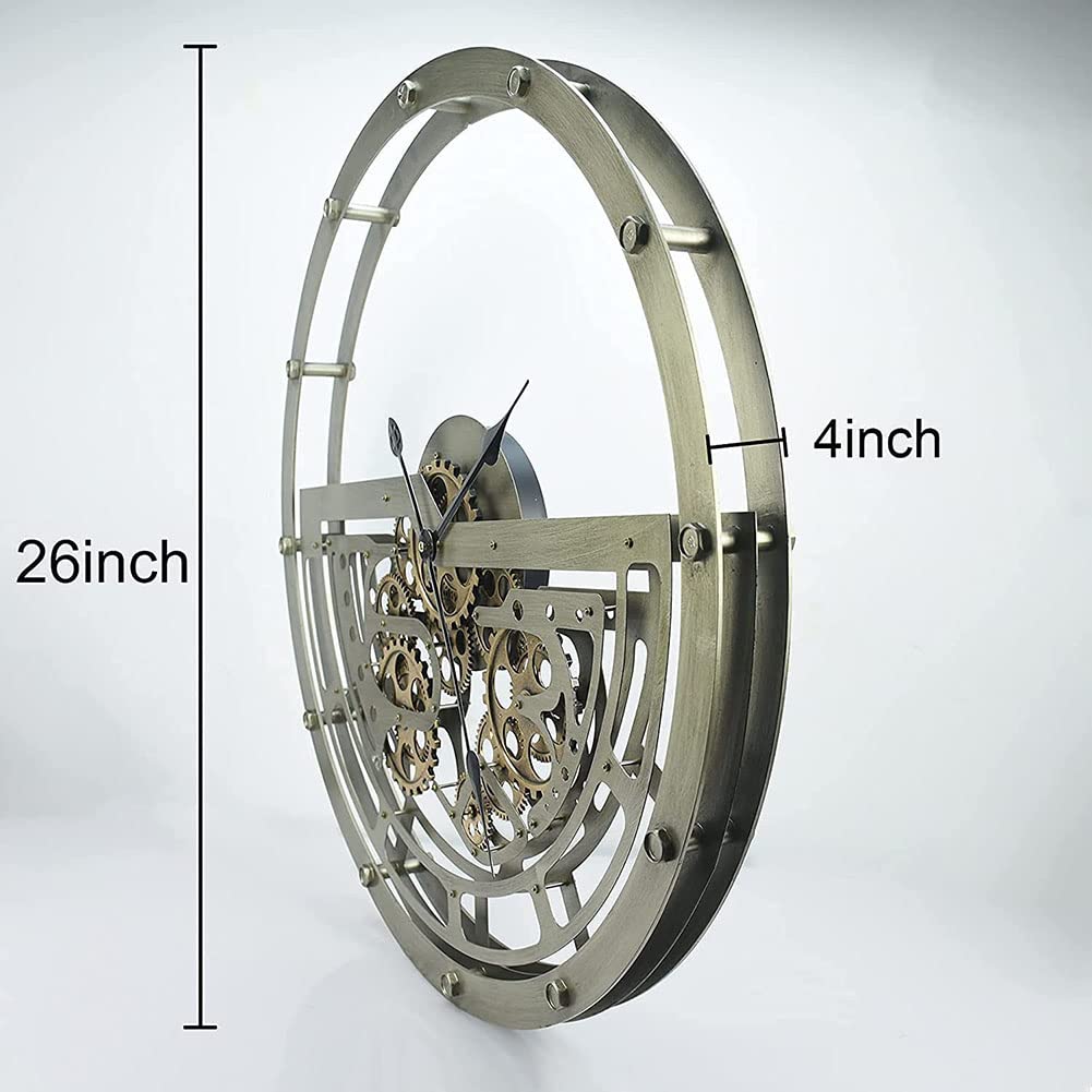 Nowoczesny zegar ścienny, minimalistyczny zegar biurkowy, 3D Gear Industrial cichy zegar wiszący z cyframi rzymskimi do domu, biura, restauracji, hotelu, dekoracji, 26 cali