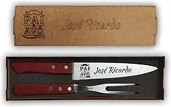 Kit Churrasco Personalizado Com Garfo e Faca + Estojo MDF Personalizado, Nome Logo Símbolo Iniciais Etc, Presente Único