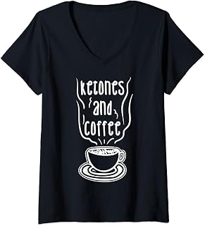 Womens Ketones and Coffee Lover National Keto Day Christmas Gift V-Neck T-Shirt