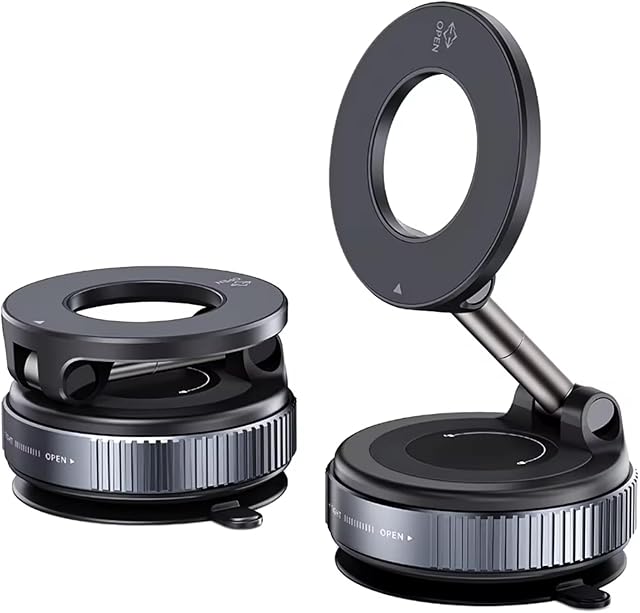 Magnetic Suction Phone Mount Compatible with Magsafe, 360° Adjustable Magnetic Car Phone Holder, Pocket Size Foldable Car Mount, Cell Phone Holders for Your Car for iPhone 17 16 15 14 13 12 Series