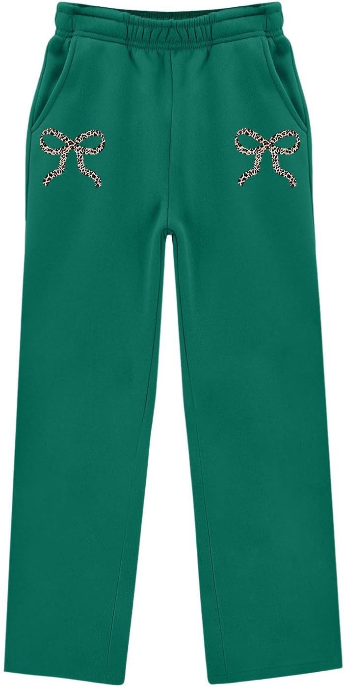 Boys Girls Sweatsuit 2 Piece Cute Bow Hoodie Oversized Sweatshirt Wide Leg Sweatpants Outfit Long Sleeve Trendy Hooded
