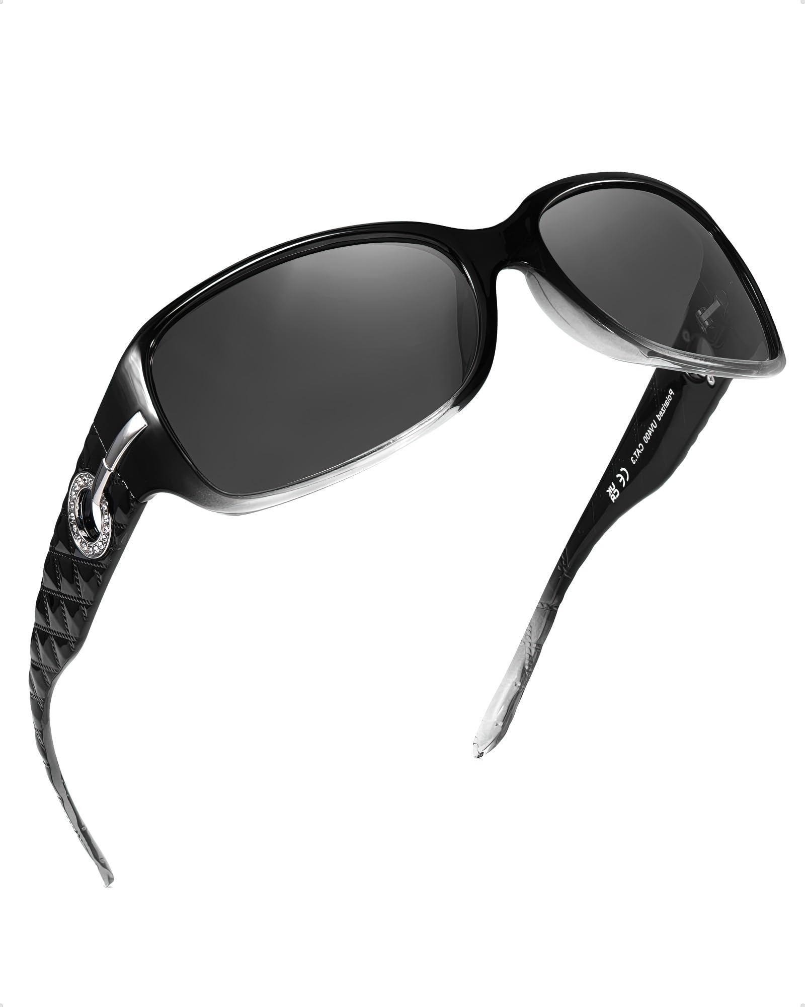 LVIOE Sonnenbrille Damen Polarisiert Vintage Groß Wraparound-Design Blendschutz mit UV400 Schutz