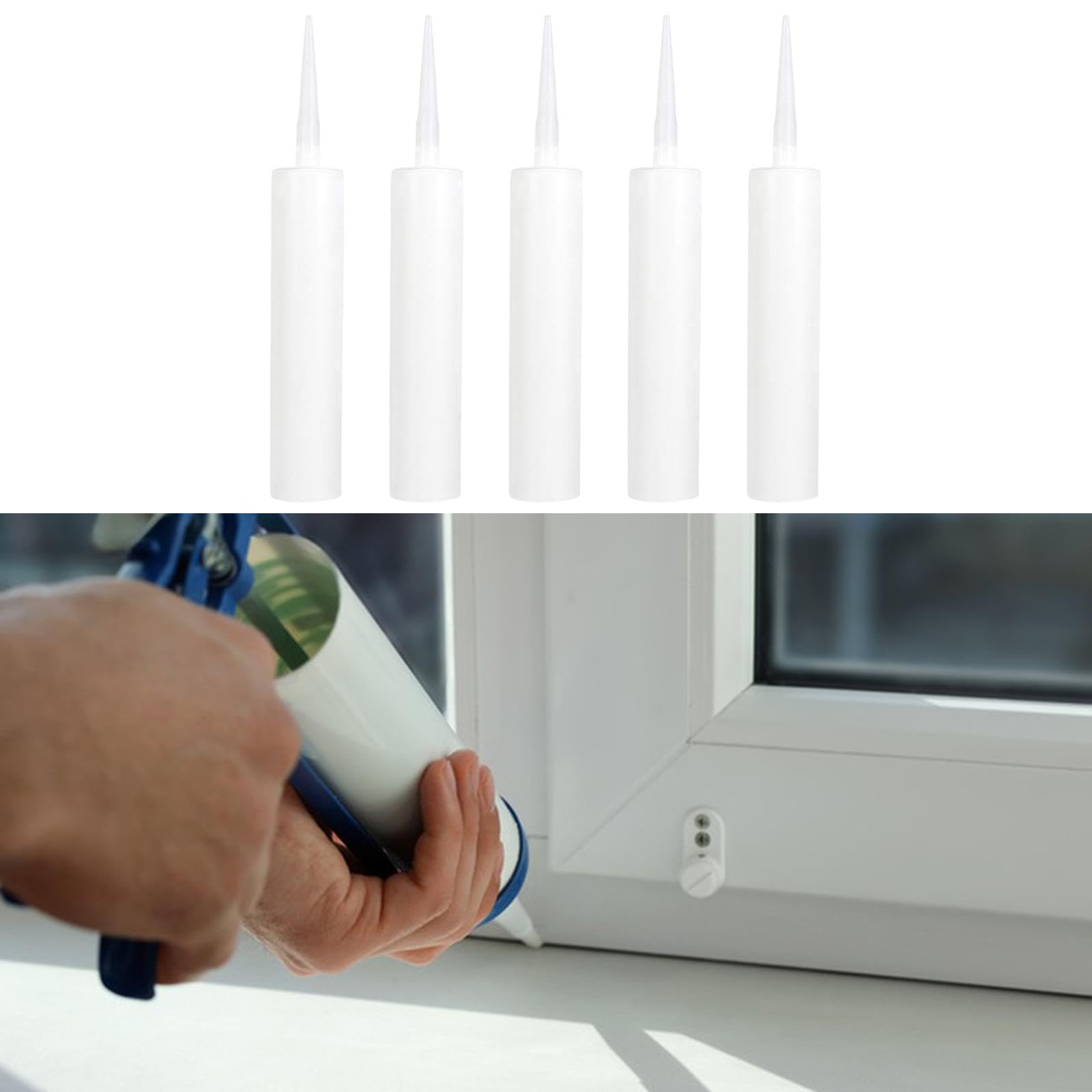 Sharplace Tubes de calfeutrage vides avec buses, tubes de calfeutrage en latex, cartouches rechargeables de 310 ml, tubes de mastic de calfeutrage pour, 5 pièces