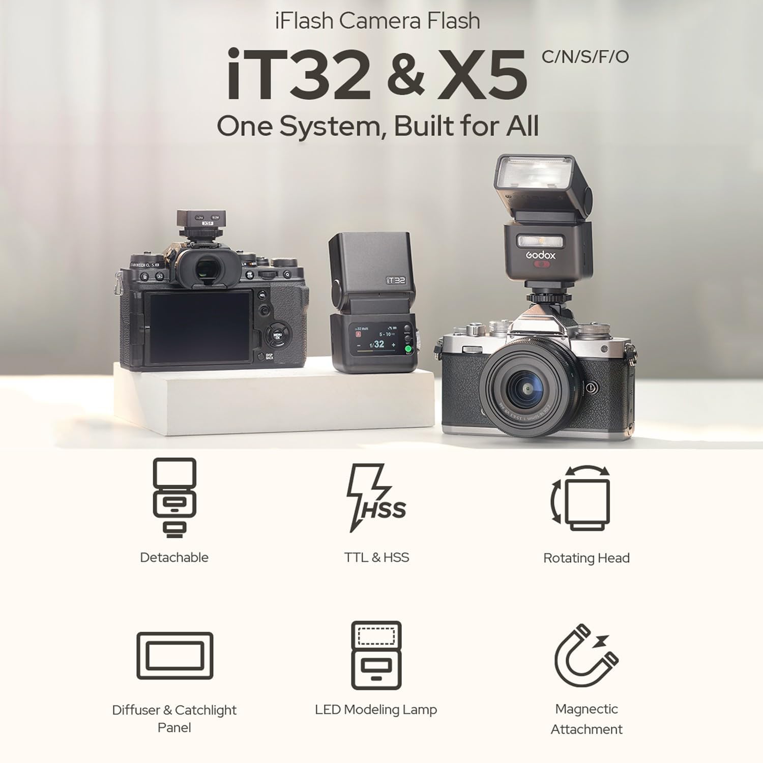 Amazon.com : GODOX iT32 TTL Camera Flash with X5C Flash Trigger