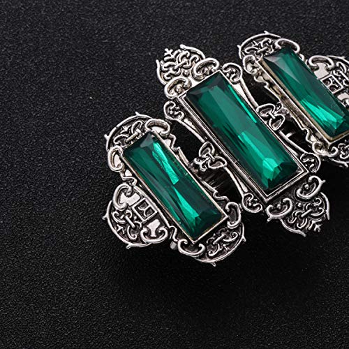 Minkissy Retro Hair Clip Metal Rhinestone Hairpin Celtic Hair Clips Viking Hair Accessories for Women Girls (Silver and Green) - Image 4