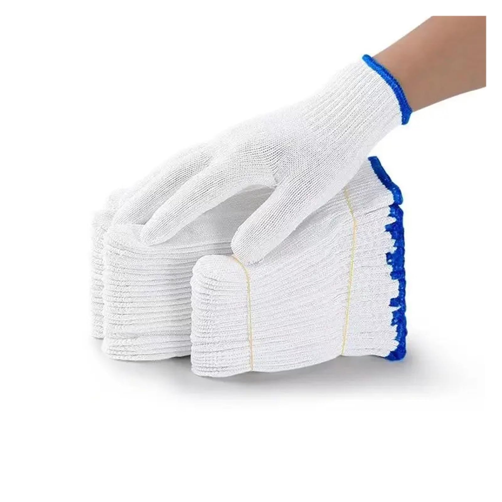 Baumwollhandschuhe Arbeitshandschuhe aus Baumwoll-Nylon-Mischgewebe | Rutschfester, verschleißfester weißer Arbeitsschutz for den Gartenbau(600G,24PCS)