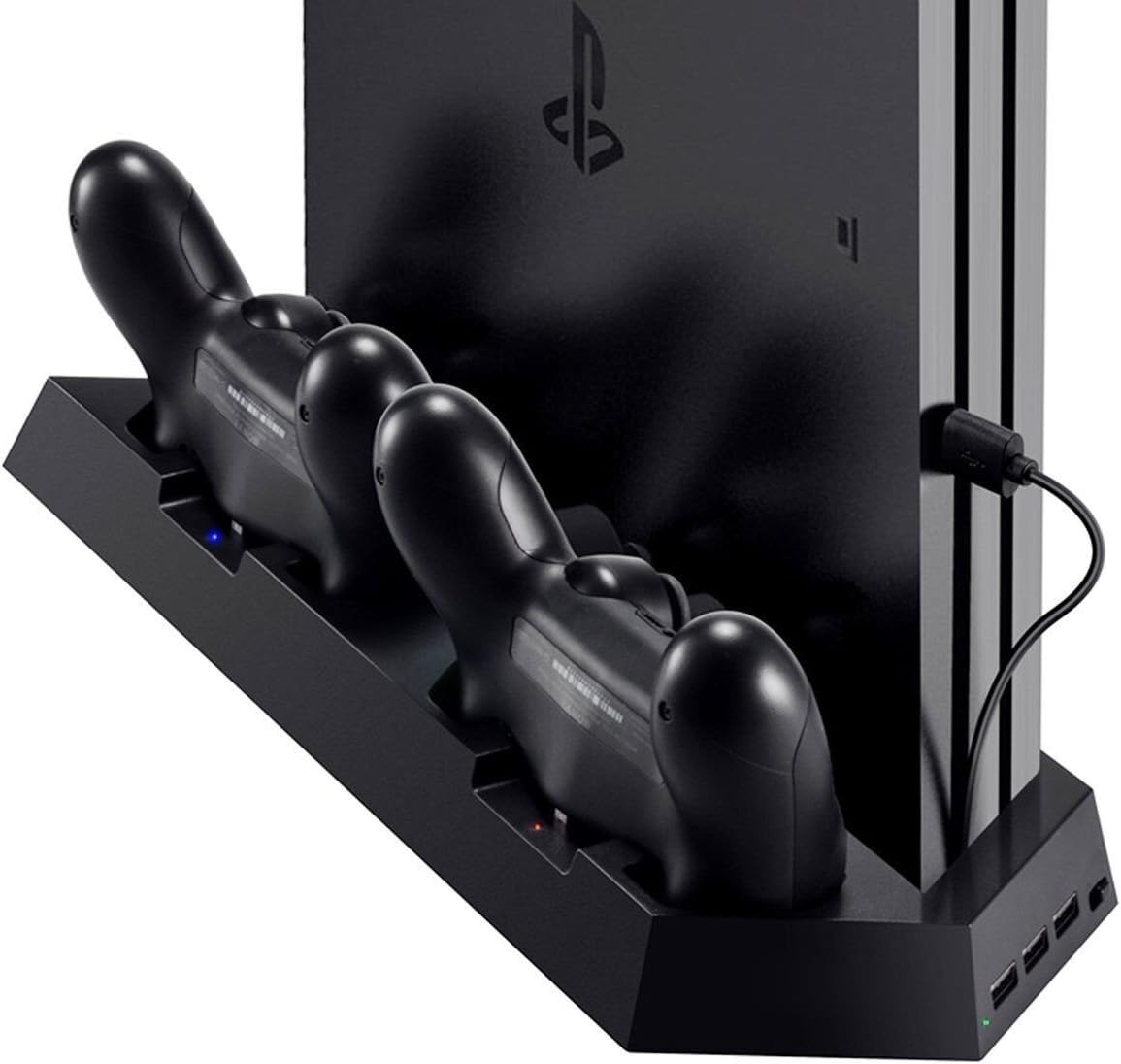 PS4 Controller Charger with Dual Cooling Fans, Cooling Stand with Dual Charger Ports for PS4/ PS4 Slim/ PS4 Pro