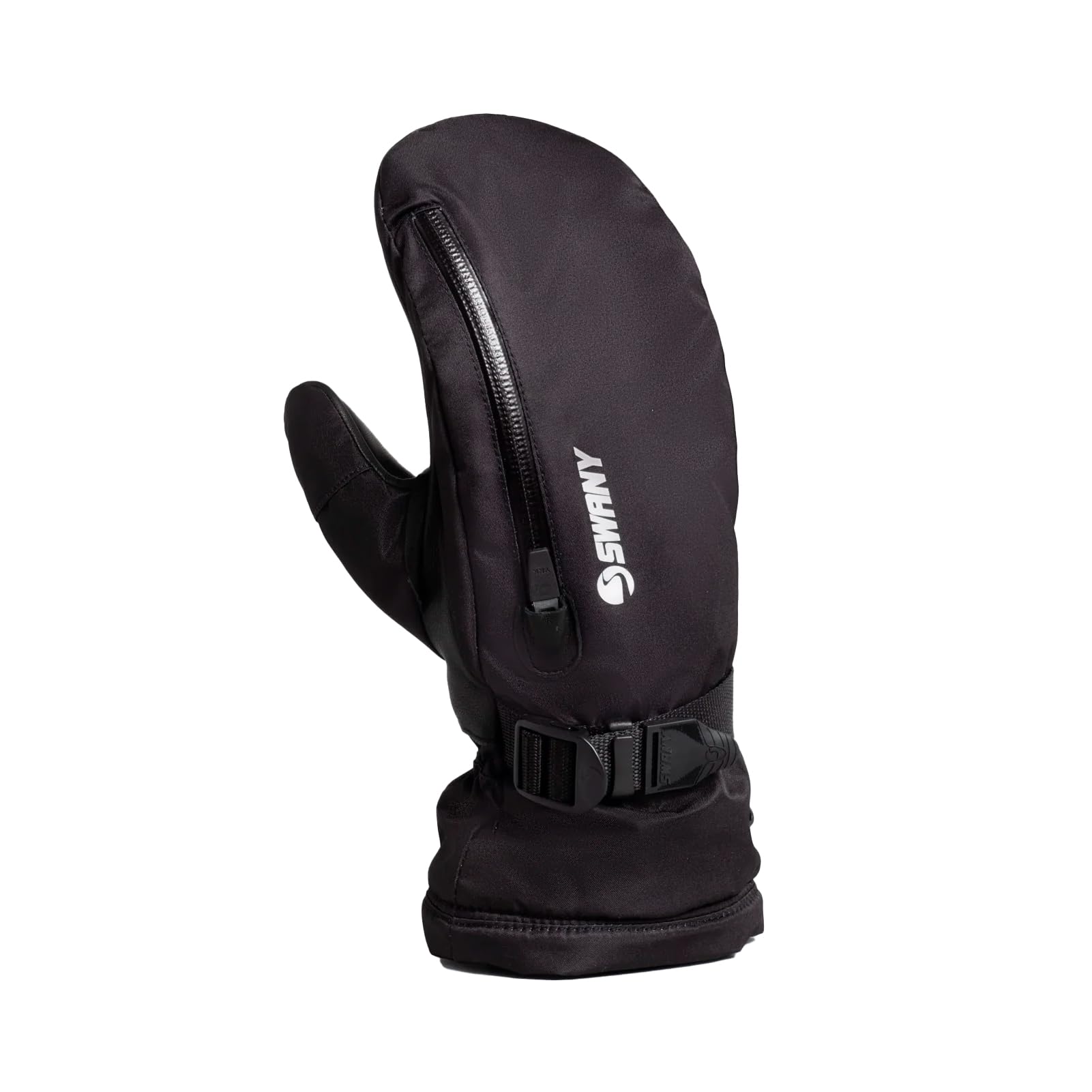 Swany Men's Arctic Touch-Screen Compatible Insulated Warm Durable Leather Winter Mittens with Quick Release Strap, Black, Large