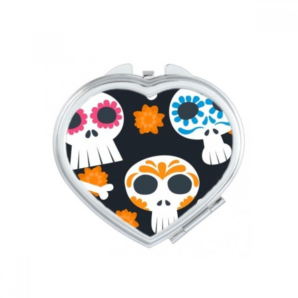 Miroir compact de poche crâne Mexique pour corriger le maquillage partout