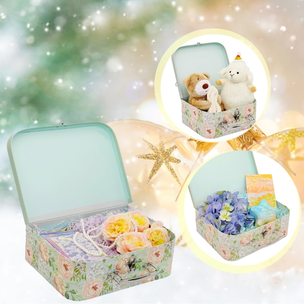 Cajas De Cartón Decorativas Con Diseño Floral - Juego De 3 Maletas Apilables Para Regalo, Almacenamiento Y Decoración Del Hogar