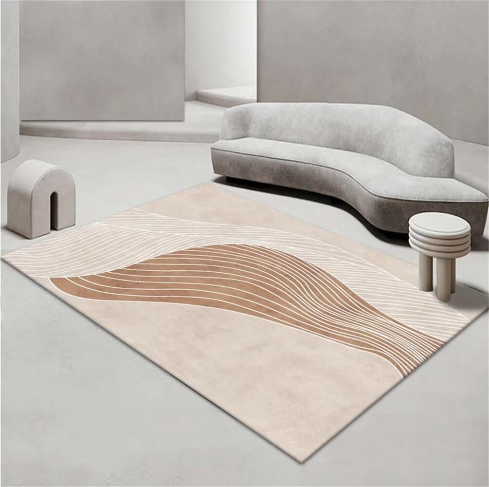 Tapis rectangle sable 120x160 cm pour salon et chambre d'enfant moderne