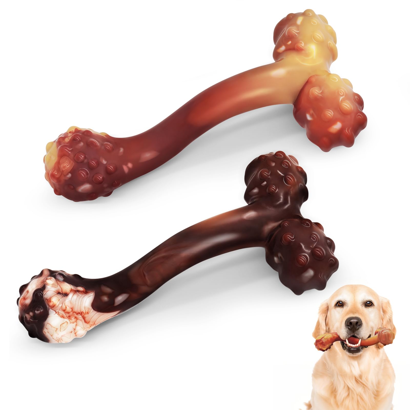 WinTour Indestructible Dog Bones for Aggressive Chewers, Tough Dog Toys for Aggressive Chewers, Durable Chew Toys for Medium &amp; Large Breed, Heavy Duty, Strong &amp; Indestructible Bones for Super Chewers