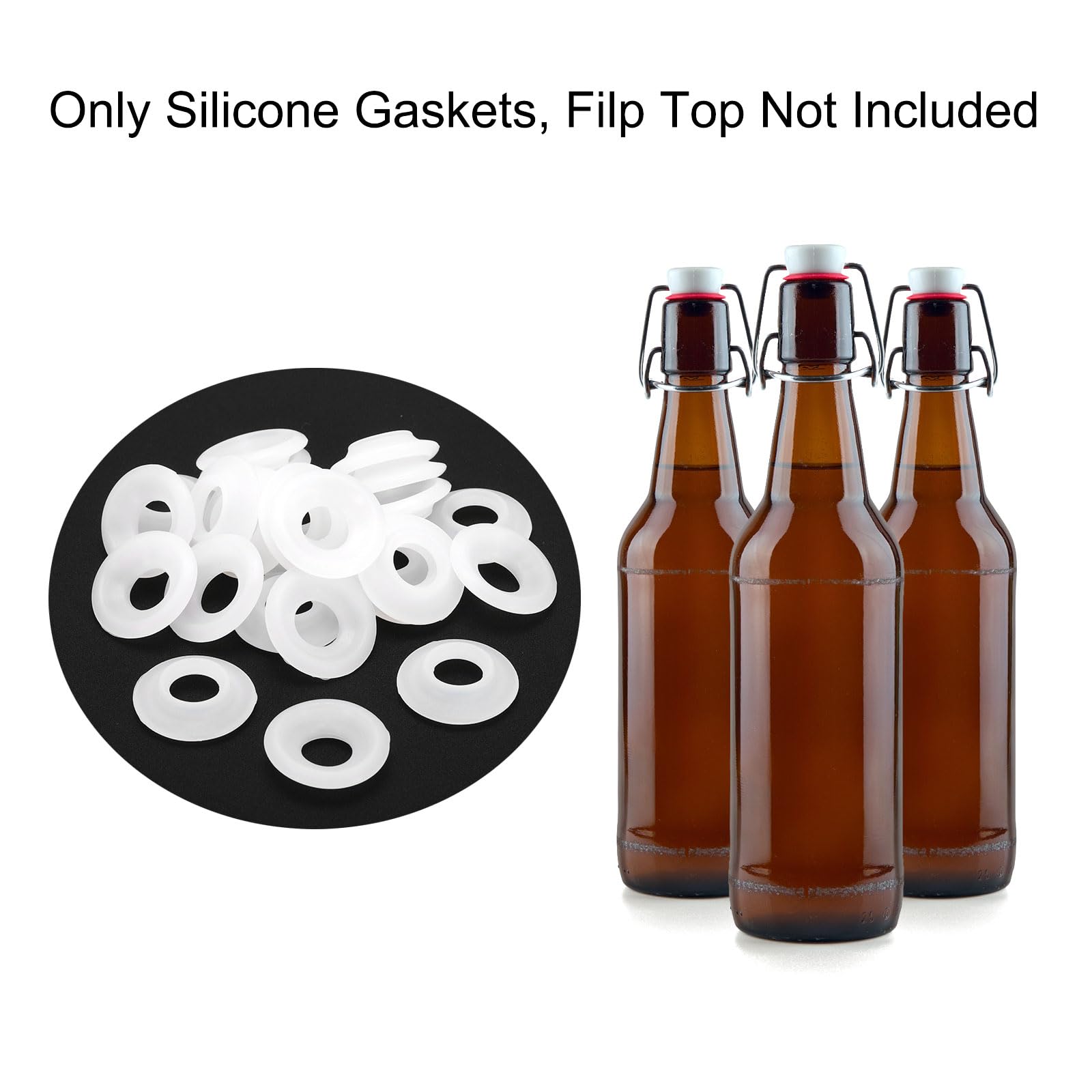 QUARKZMAN 25 Pcs Silicone Caoutchouc Joints Rondelle, Haut Pression Étanchéité Bière Bouteille Joint Joints Sommet Rondelles pour Maison BrassageRetournement Bière Soda Bouteille, Blanc