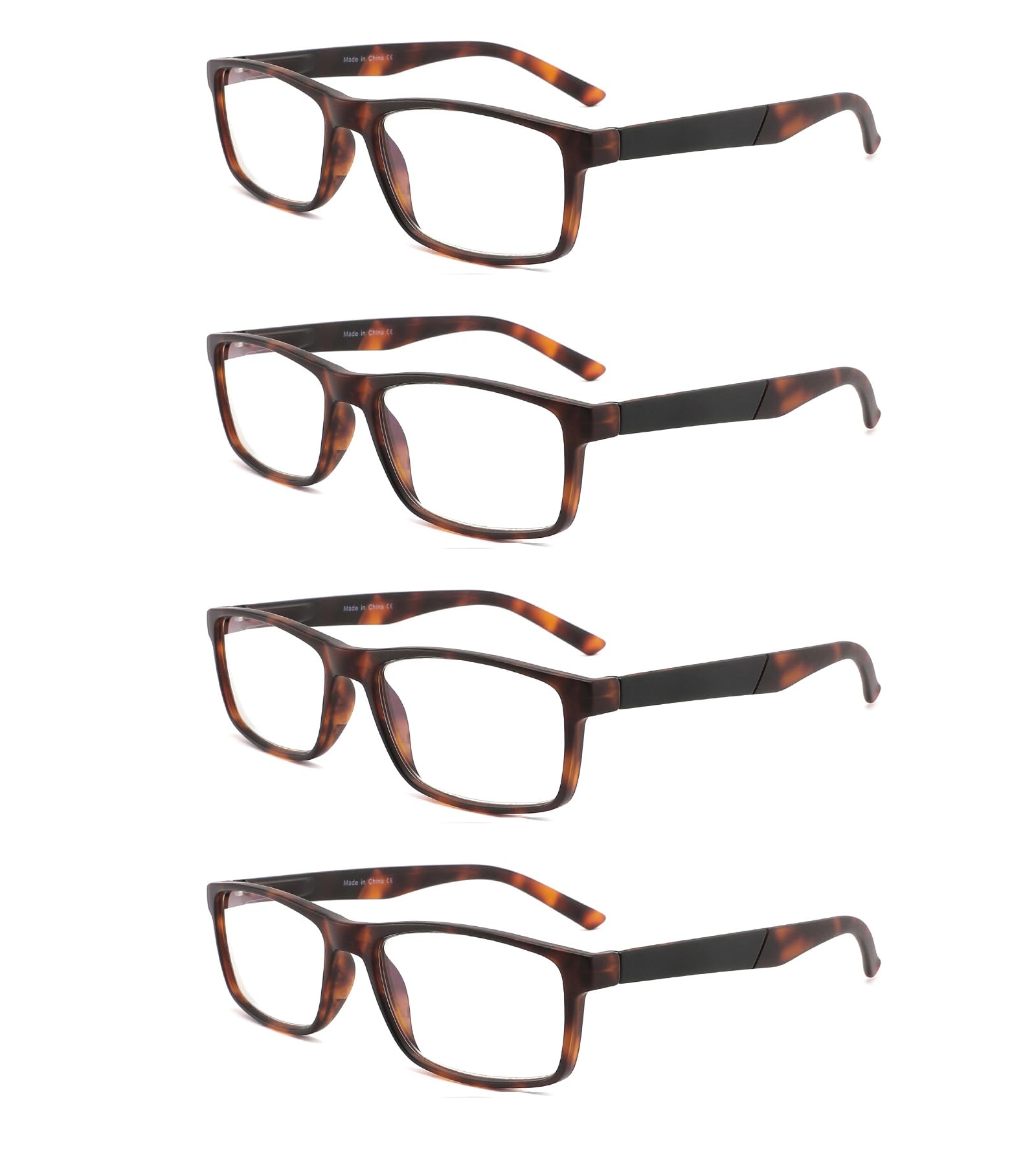 DONGDI Blue Light Blocking Reading Glasses 4 Pack Computer Readers for Women Men,Anti Glare UV Ray Filter Eyeglasses… (4pack-brown tortoise, 4.00)