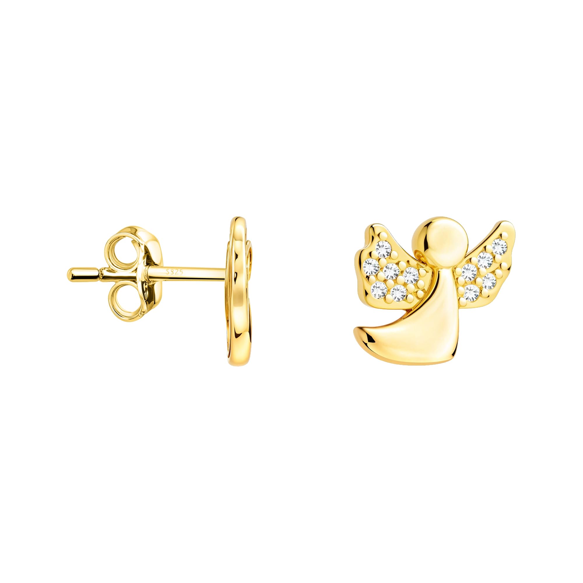 SOFIA MILANI - Pendientes para Mujeres en Plata de Ley 925 - Con Circonitas - Pendiente de Botón de Ángel
