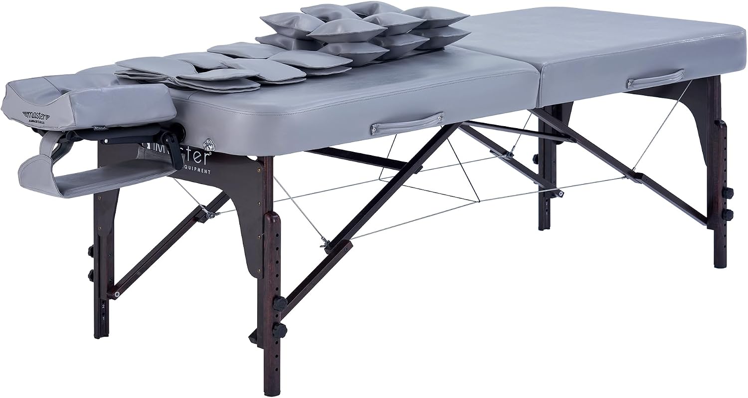 Master Massage 30” Bristol Airwave Full Body Stretching Portable Massage Table with Airbags 3D Lumbar Traction for Professional & Home Use Chiropractic Table (Dove Grey)
