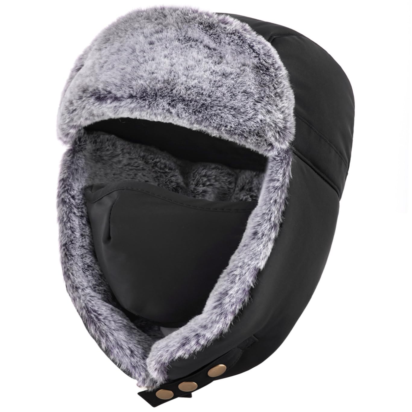 Unigear Winter Bomber Hats, Faux Fur Warme Hats Windproof Trooper Trapper Hat Aviator Caps with Ear Flap and Windproof Mask for Skating, Skiing, Hunting or Daily Use