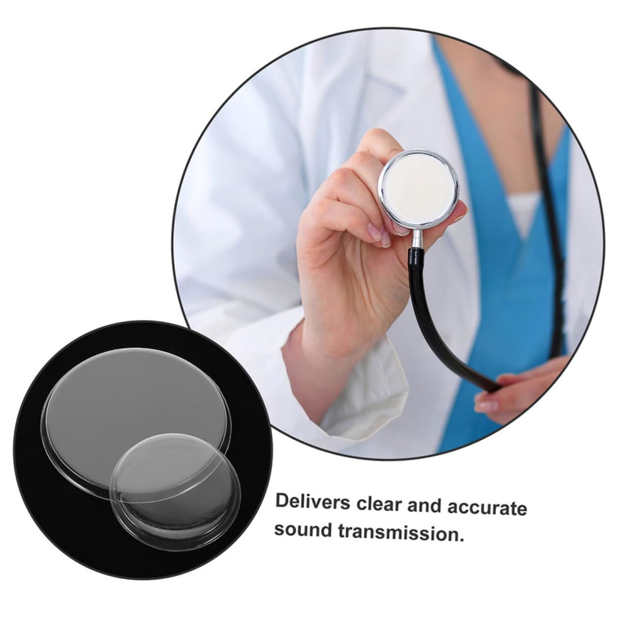 4pcs Suspended Plastic Stethoscope Diaphragm Replacement Parts for Adult and Pediatric Use, Multifunctional Stethoscope Accessories Repair Kit for Diagnostics