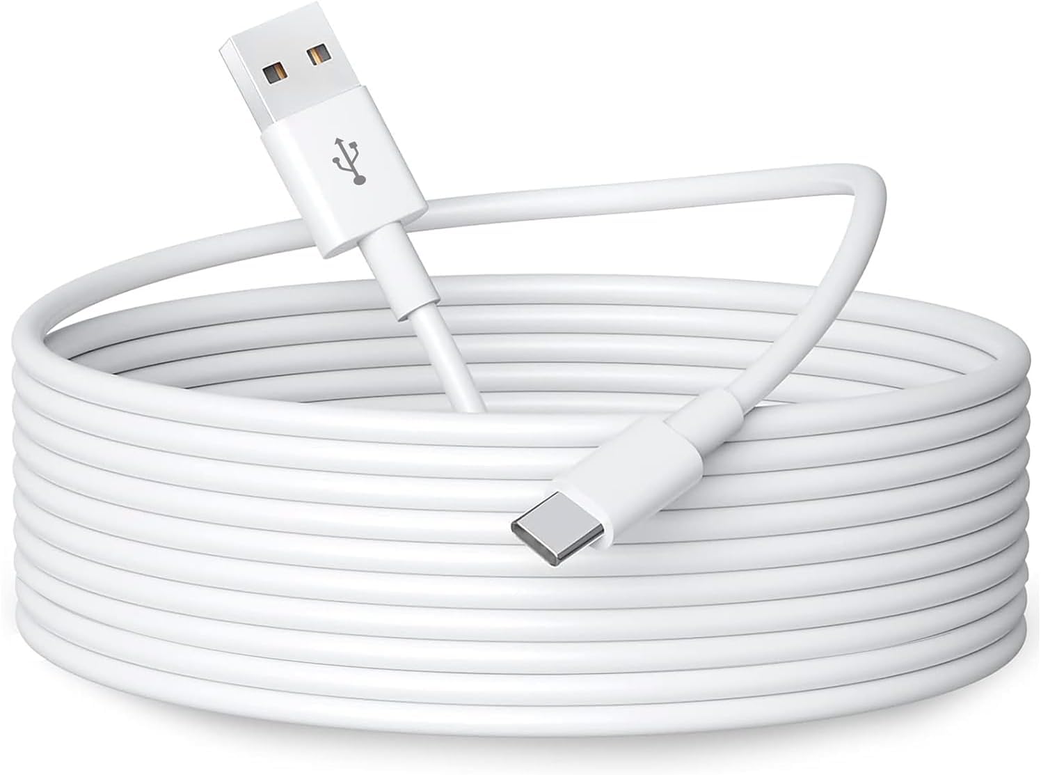 5m USB C電源延長ケーブル、耐久性にUSB A - Type C充電・データ同期コード、ホームセキュリティカメラやUSB Cポート搭載デバイス用 - ホワイト